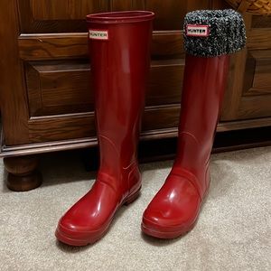 Tall Glossy Red Hunter Red Boots